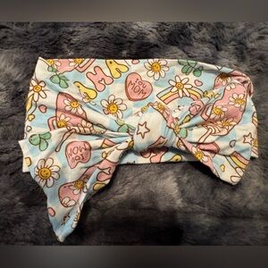 Pastel Rainbow Daisy Bamboo Knot Headband Bow NWOT